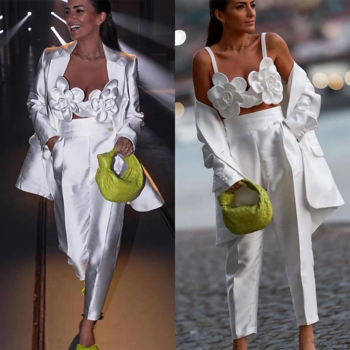 

Tailored 2 Pieces Women Suits Blazer Pants Stain Fabric Peak Lapel One Button Simple Fashion Evening Party Women Customized