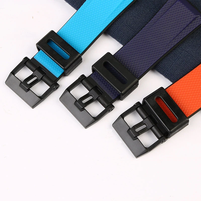 24mm Watchband For Casio Resin Strap GA2000 PRG-600 PRW-6600 PRG-650 GA-2000 Waterproof Sport Silicone Watch Bracelet Blue Black