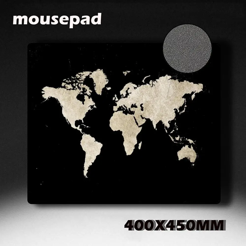 Alfombrilla de ratón lavable con parte inferior de goma antideslizante con mapa del mundo Retro adecuada para tareas y juegos y alfombrillas de ratón de oficina