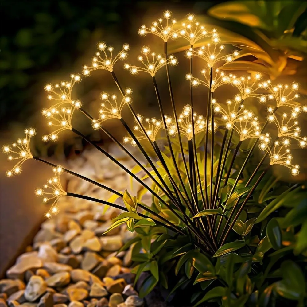 

6/810 Heads Solar Light 2 Modes Switching Sparkling Stars LED Floral Firework Waterproof Ground Mounted Solar Lawn Lamp
