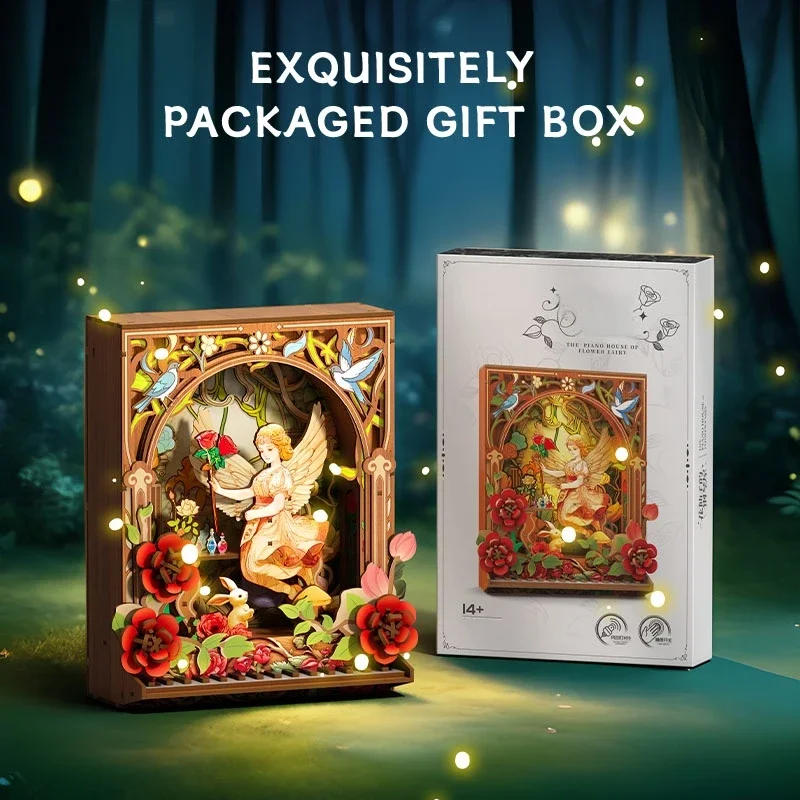 DIY الجنية البيانو منزل اللبنات الخشبية 3D نموذج الإبداعية هدية مزخرفة الكبار الاطفال عيد ميلاد هالوين هدايا عيد الميلاد #5