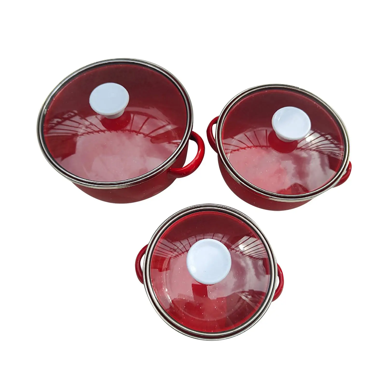 3Pcs Enamel Pot Set Sturdy Home Accessories Universal Kitchen Mini Baby Food Pot Cooking Simmering Pot Kitchen Cookware Kitchen