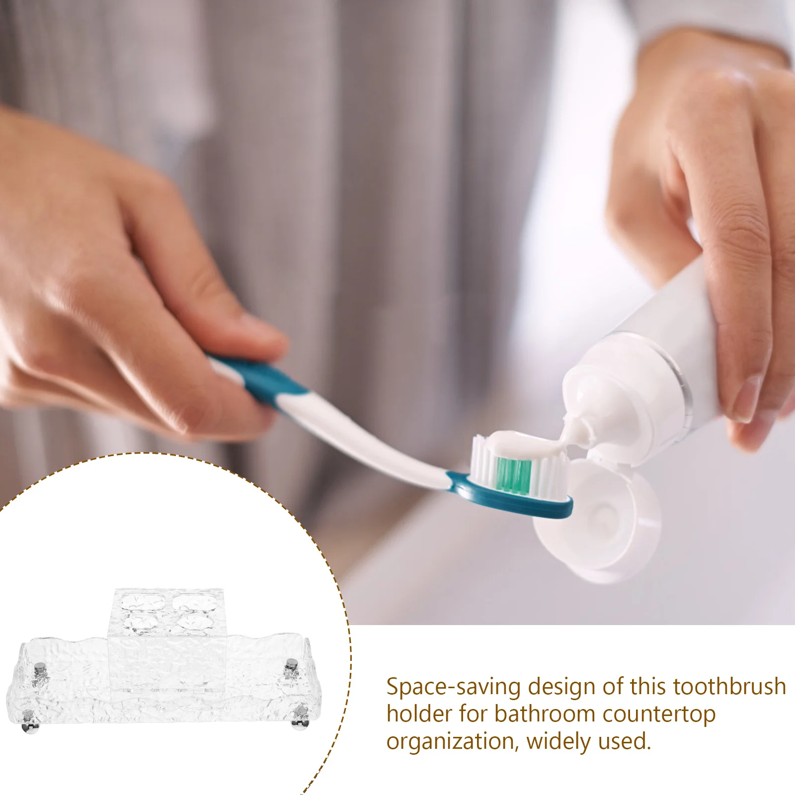 

Clear Acrylic Toothbrush Holder Rectangle Storage Tray Bathroom Countertop Organizer Large Capacity Electric Toothbrush Shaver