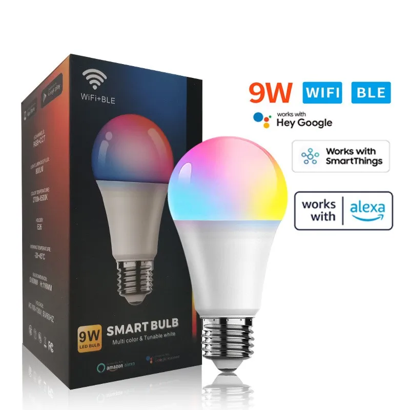 LED Smart Light Bulb Wifi Intelligent Voice Control RGB Smart Lamp With Ir Remote Control Adjustable Color Brightness Desk Lamp