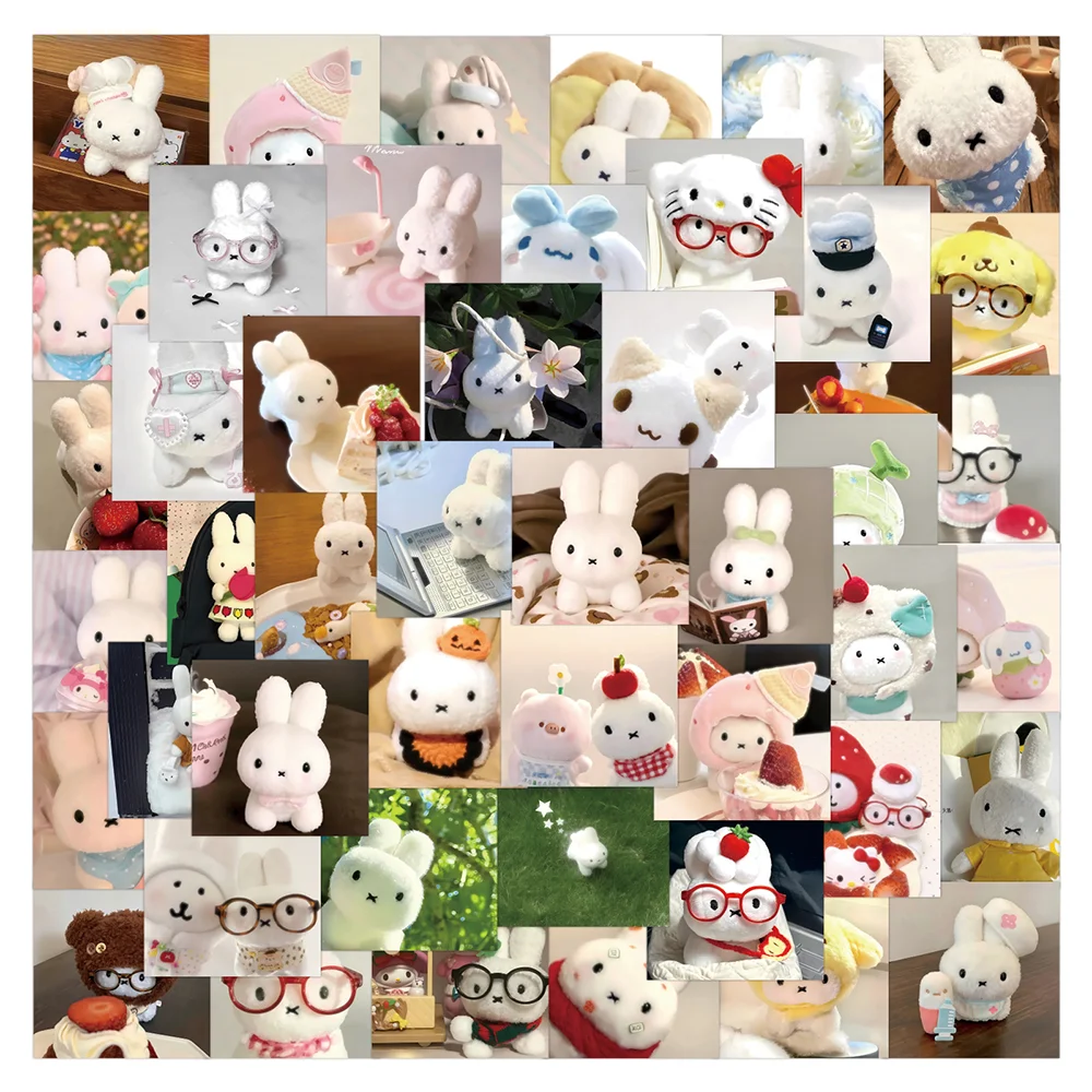 80pcs New Cute Miffy Rabbit Stickers PVC Material Children's Daily Toy Scrapbook Waterproof Daily Party Decoration Gift Stickers
