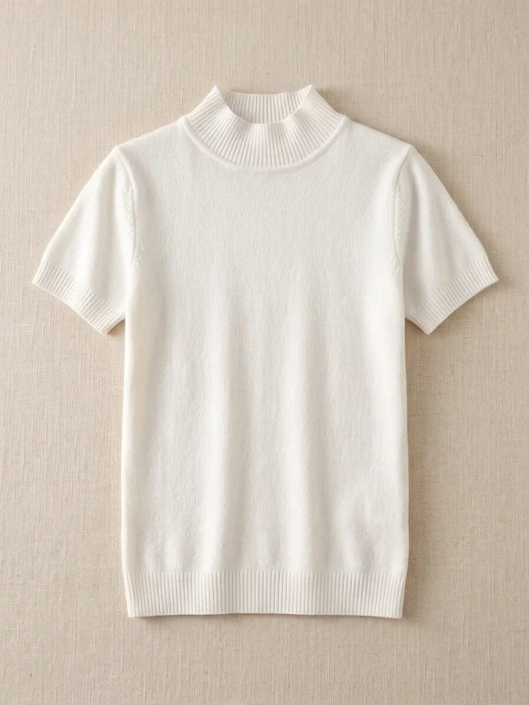 Modischer Einfarbiger Pullover Koreanischer Rollkragen Damen T-Shirt Lässige Vielseitige Oberteile 2026 Sommer Herbst Elegante T-Shirts – Detail 3
