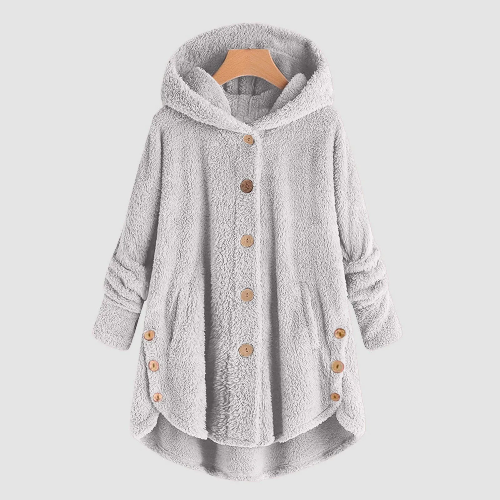 Women Hoodie Jacket Casual Solid Color Plush Hooded Sweatshirt Long Sleeve Blouse Polar Fleece Tops Keep Warm Sweater Autumn