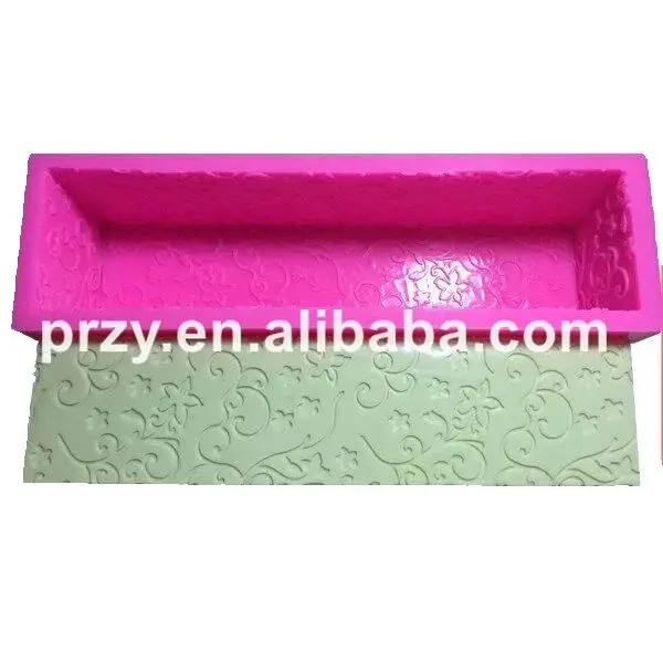 Best sell all sides with flower loaf silicone mold Long Rectangular Silicone Soap Loaf Molds PR361