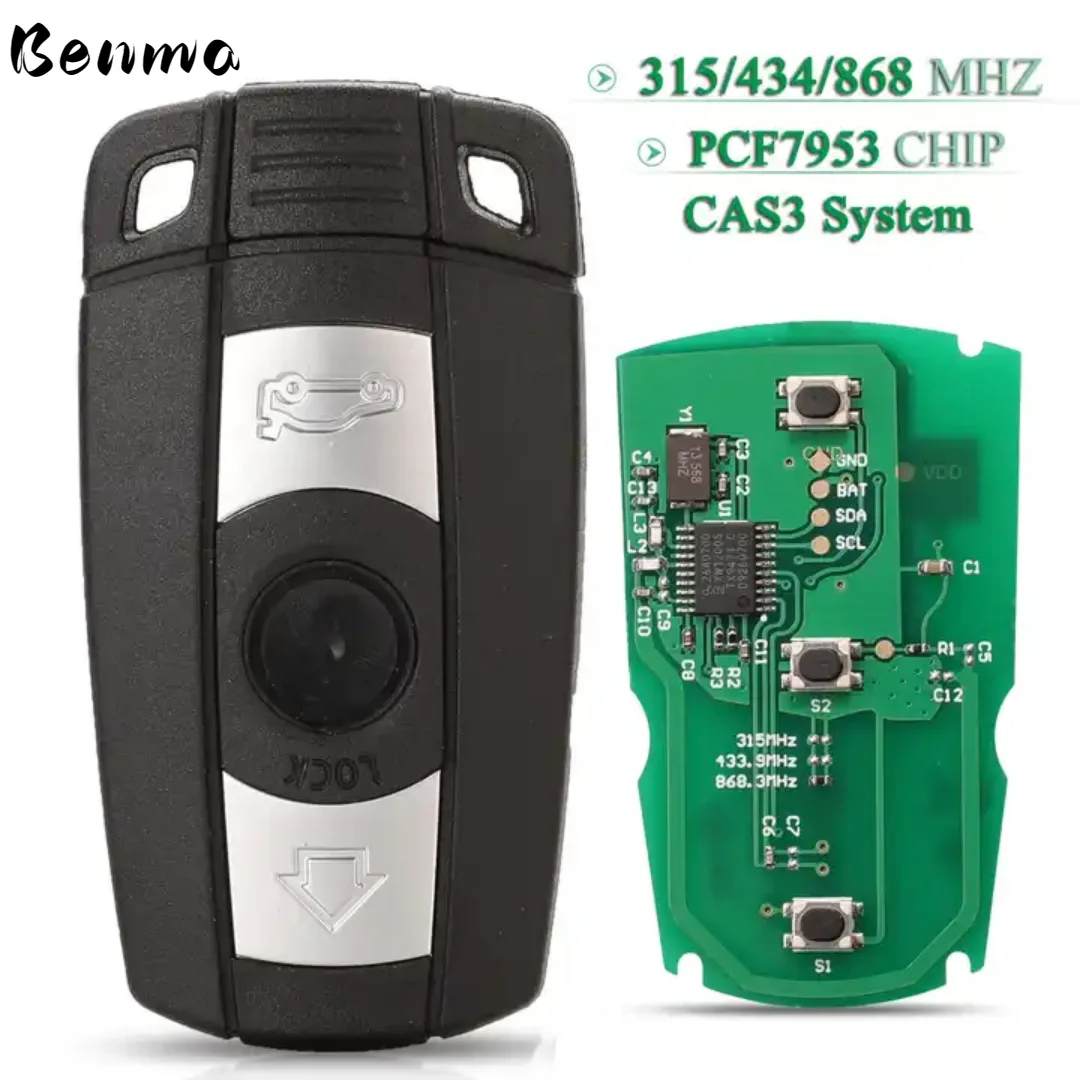 Benma- For BMW 1 3 5 7 Series X5 X6 X1 CAS3 System car remote key PCF7953 433/315/868Mhz