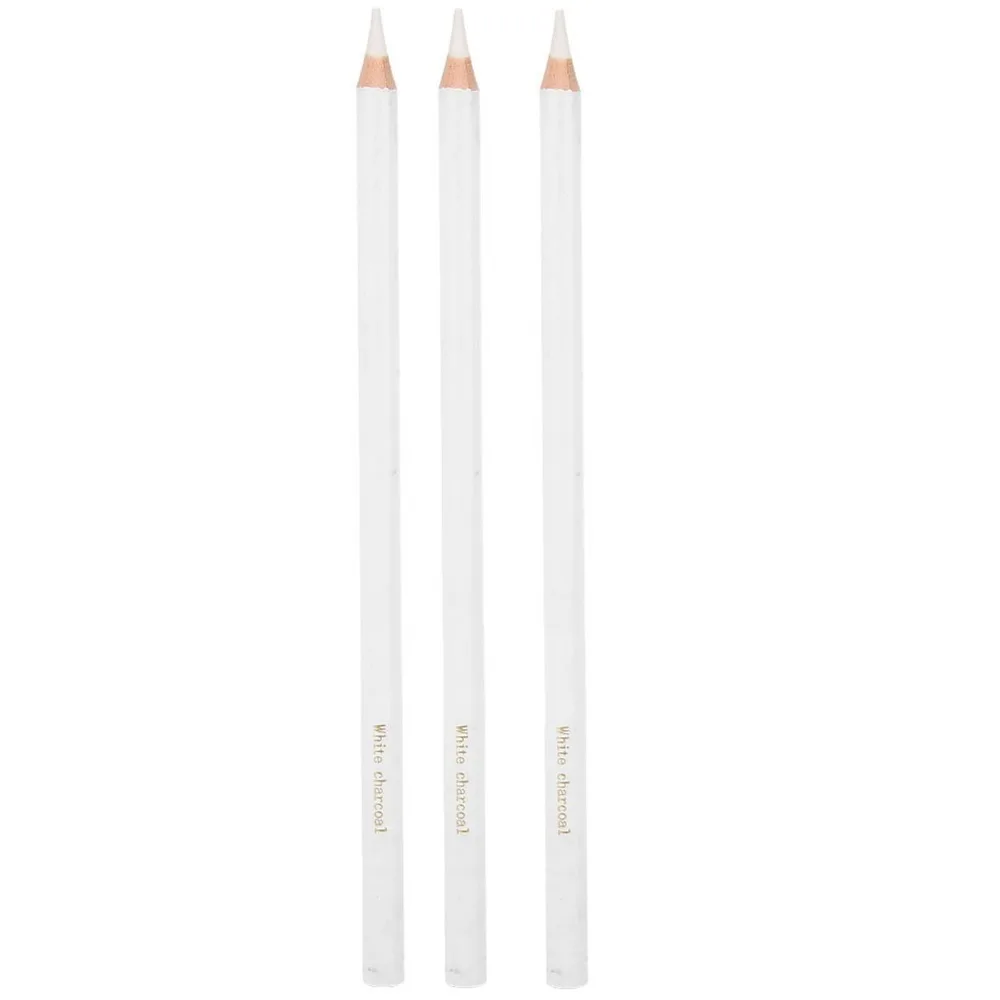 Drawing Supplies White Color White Charcoal Pencil Hard Soft Sketch Pencil Wooden 6.7inch Art Charcoal Pencil Blending