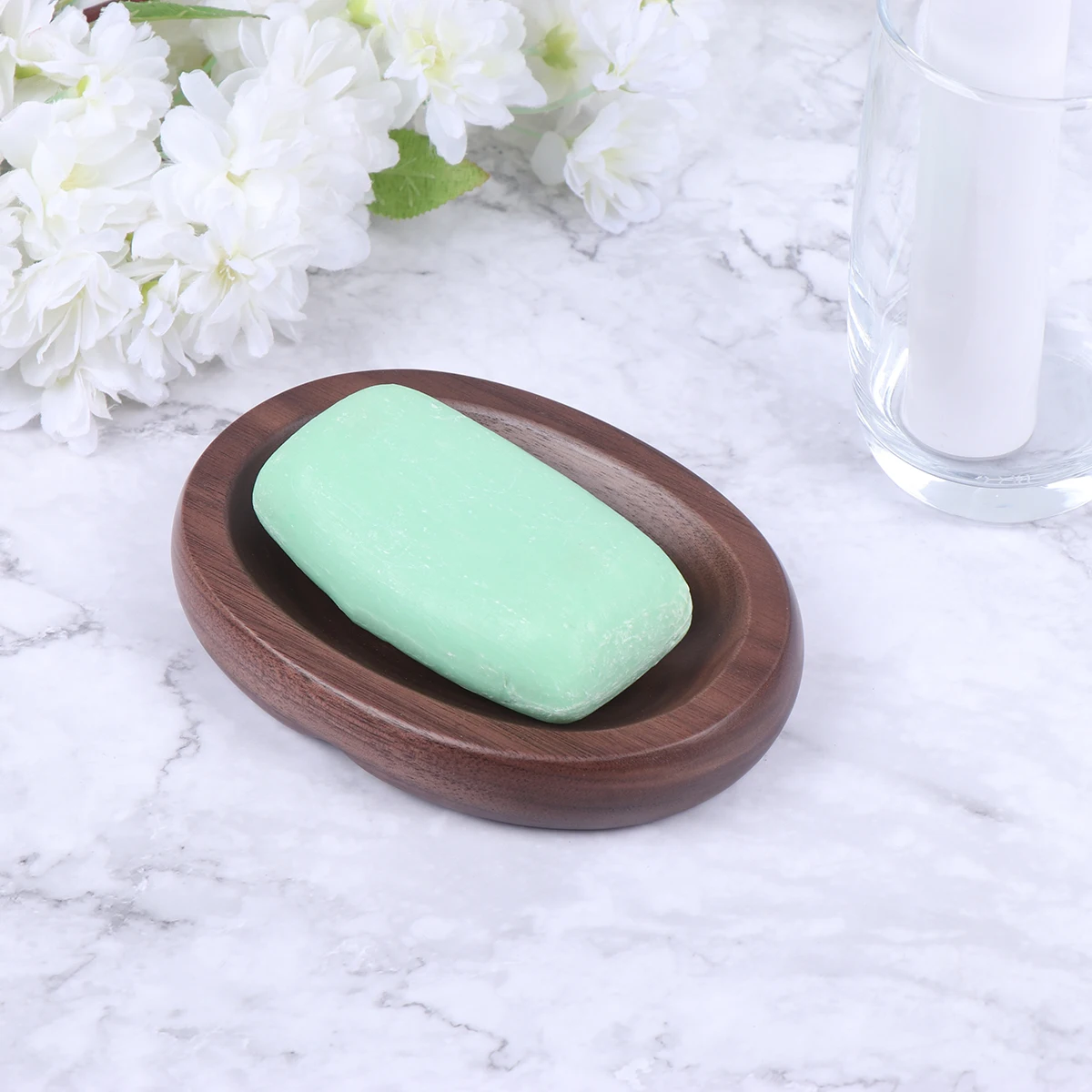 

2pcs Wooden Log Dish Black Walnut Portable Holder Easy Clean Multi Purpose Tray For Bathroom Kitchen For Home