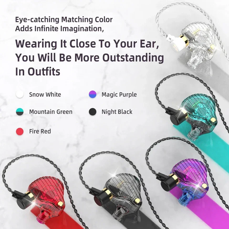 QKZ SK3 3.5mm Wired Earphone with Microphone HiFi Music Monitor Bass Headphone Noise Cancelling Headset For Sport Gaming Earbuds