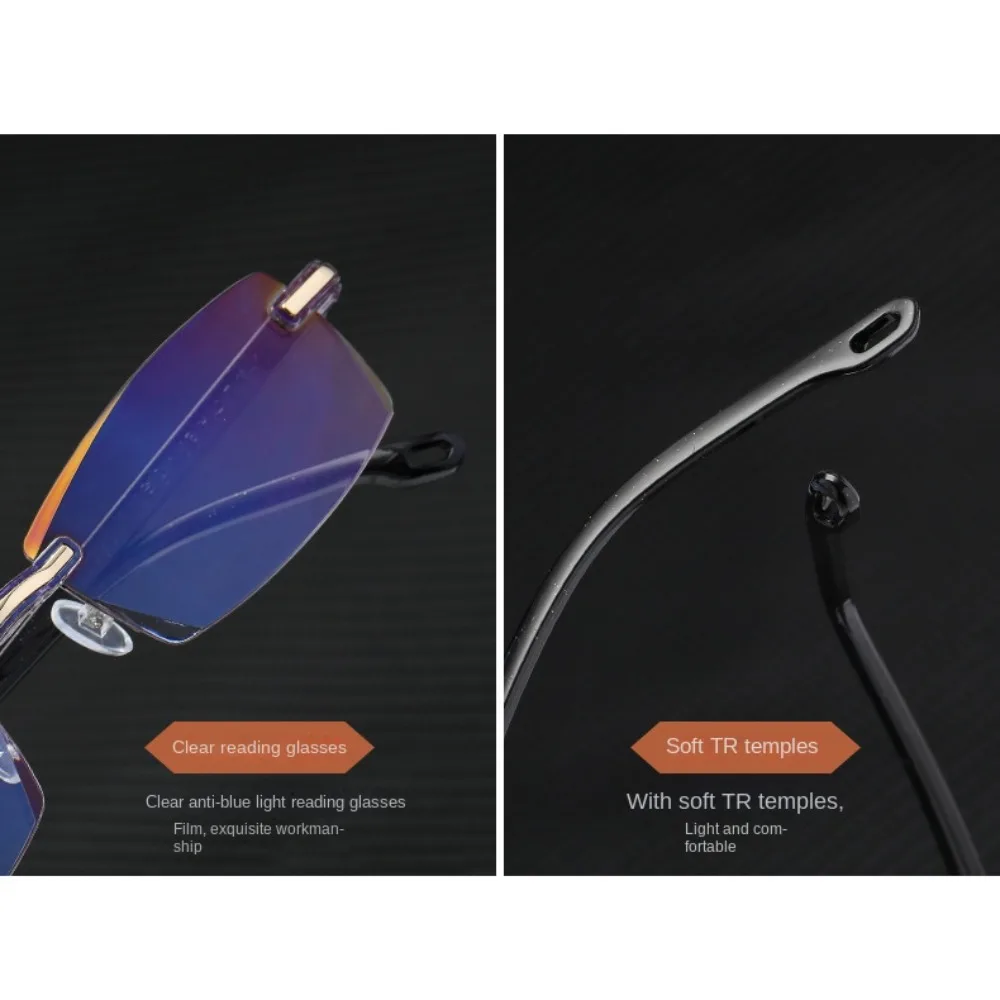 

3PCS Vintage PC Reading Glasses Black Brown Rimless Business Eyeglasses Vision Care Men Women