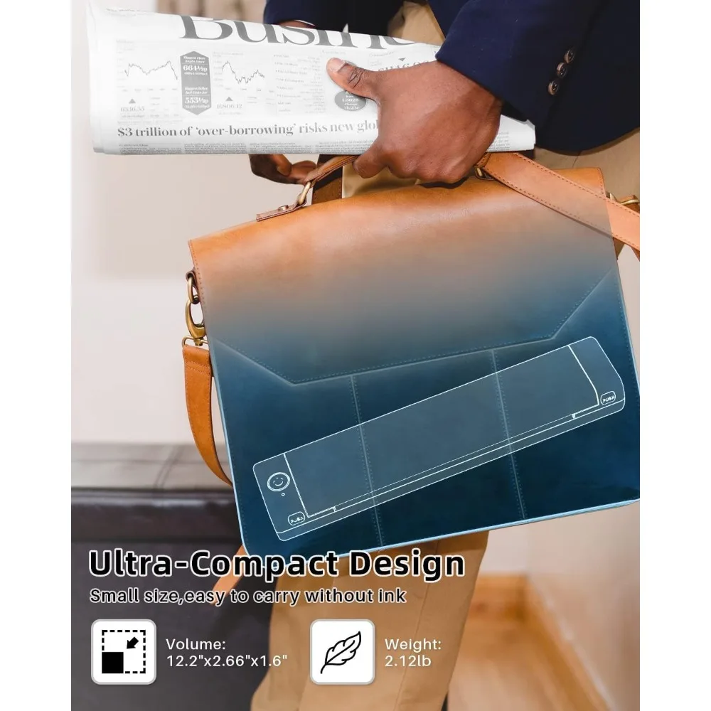 M08F Portable Printers Wireless for Travel, Support 8.5" X 11" US Letter,Bluetooth Thermal Printer Compatible with iOS