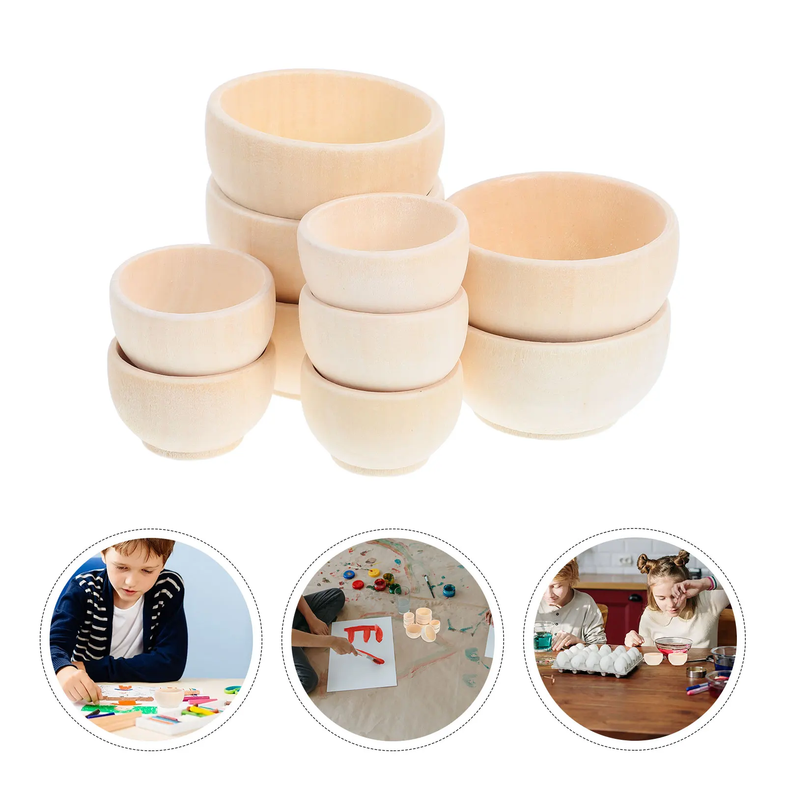 

10 Pcs Home Decor Small Wooden Bowl Craft Dishes Diy Crafts Bowls Decorative Fillers for