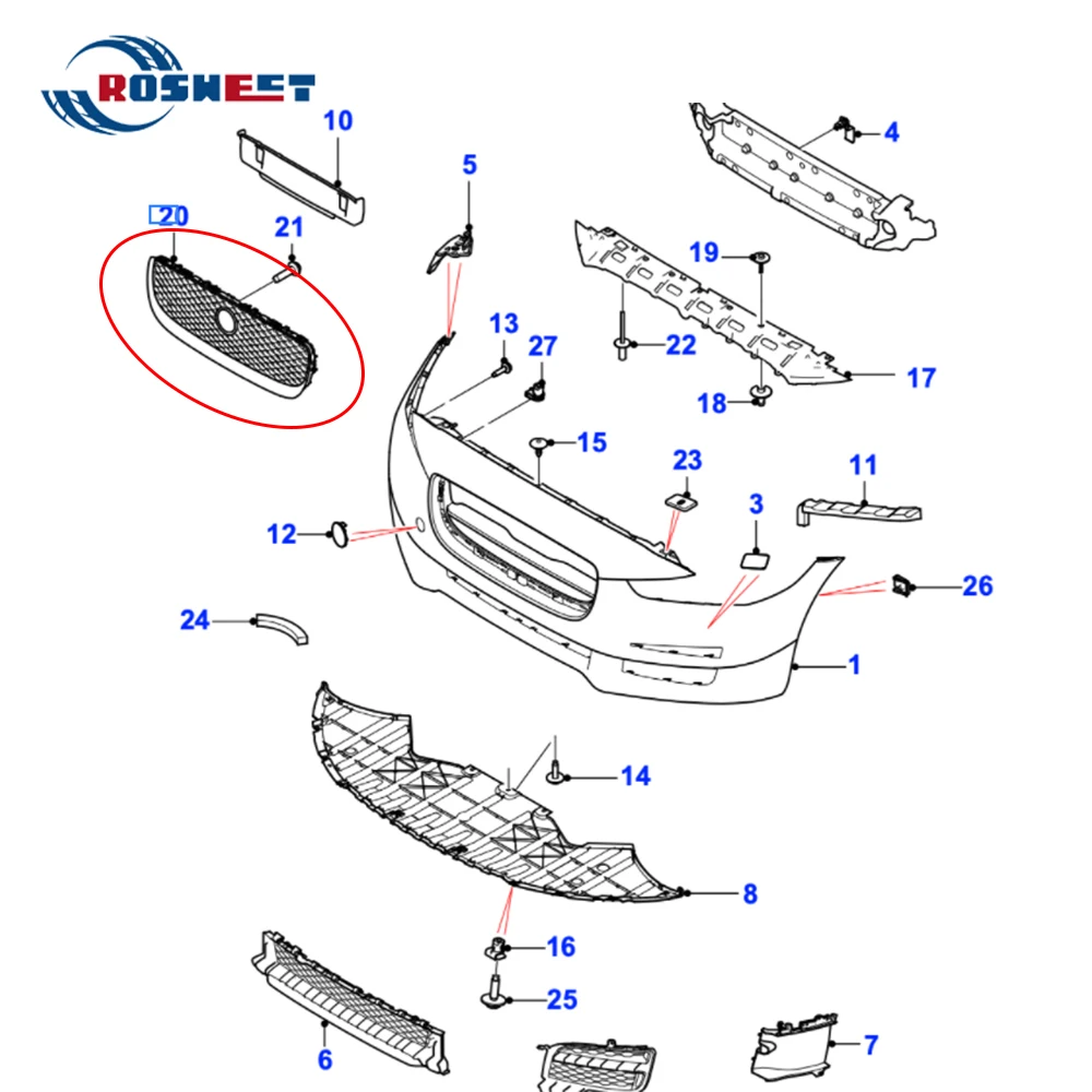 ABS Car Front Bumper Grille Upper Radiator Mesh Racing Grills For Jaguar XE 2015 2016 2017 2018 2019 Auto Accessories T4N5782