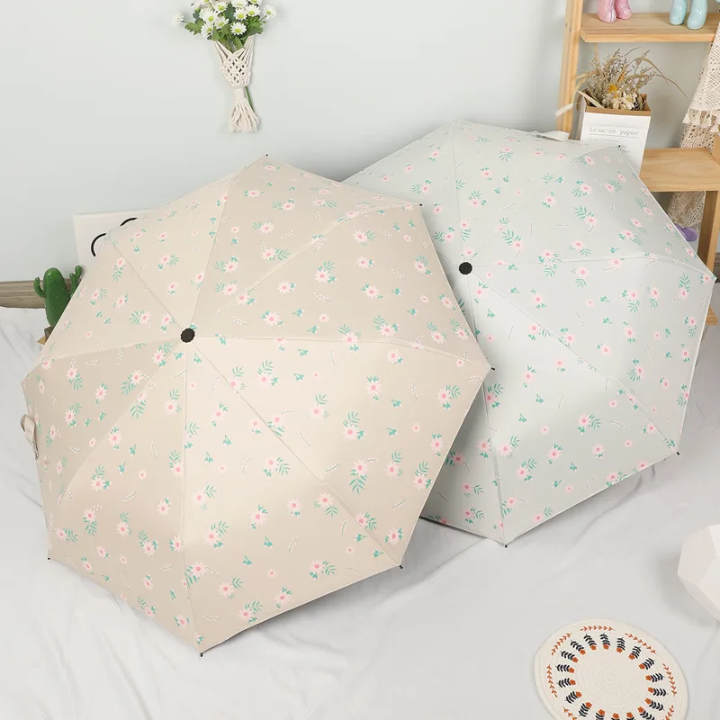 Umbrella Large Size Automatic Umbrella Beautiful Little Flower UV Protection Student Travel Portable Folding Umbrella Gift