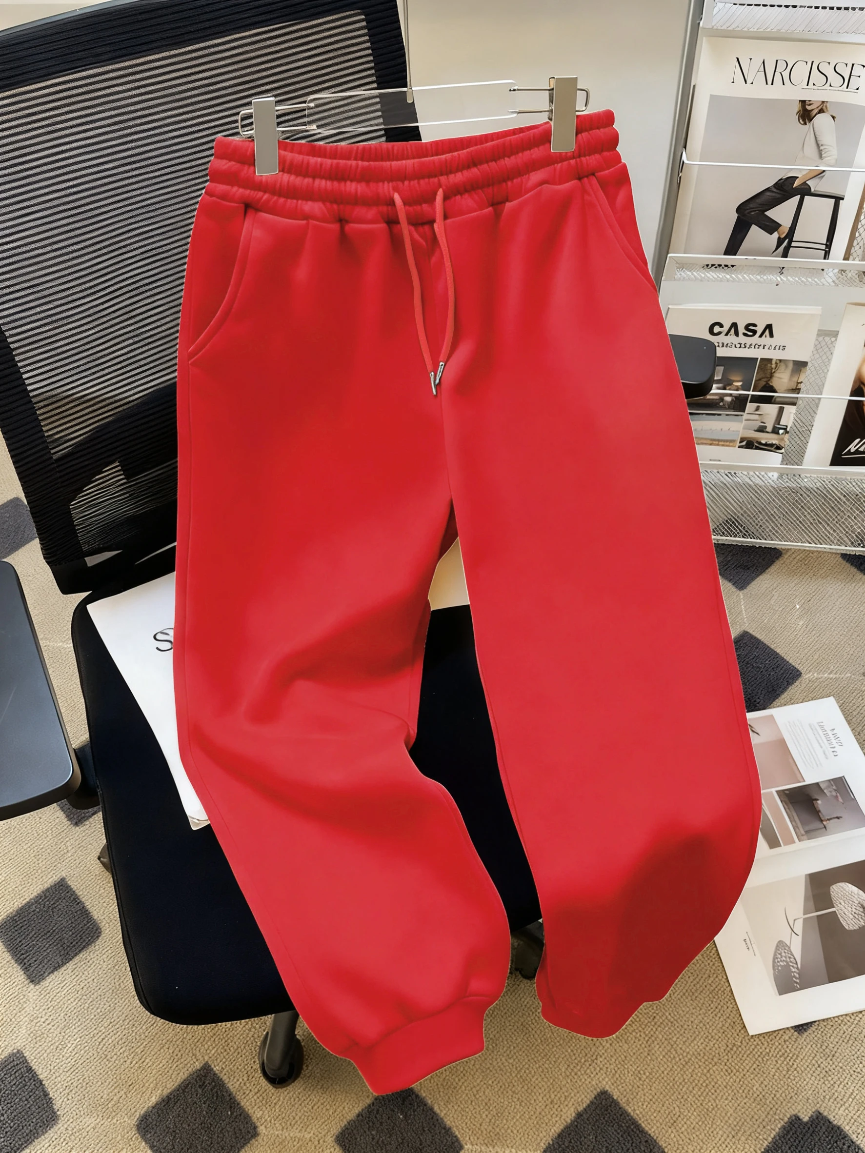 Autumn Solid Color Woman Sweatpants Colorful Street Dance Sportpants Y2K Drawstring Long Pants Fleece Unisex Jogging Pant
