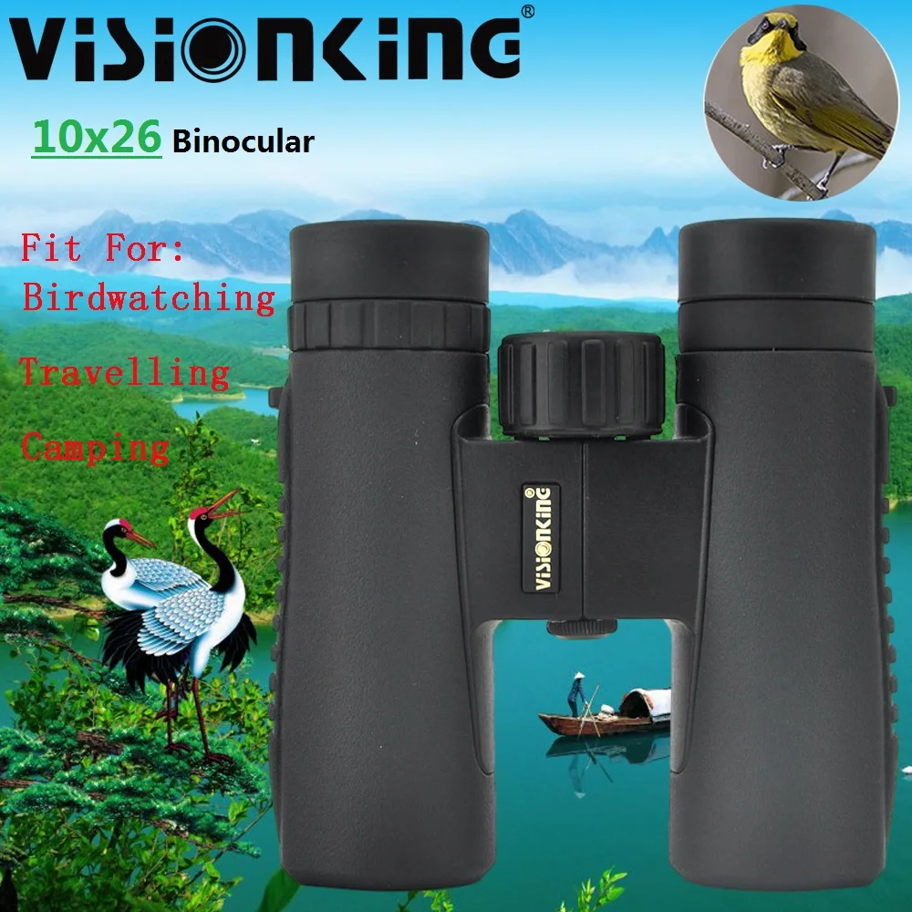 

Visionking 10x26 Optical Roof Binocular Light Portable BAK4 MC Spyglass Wide Field Of View Outdoor Camping Travelling Telescope