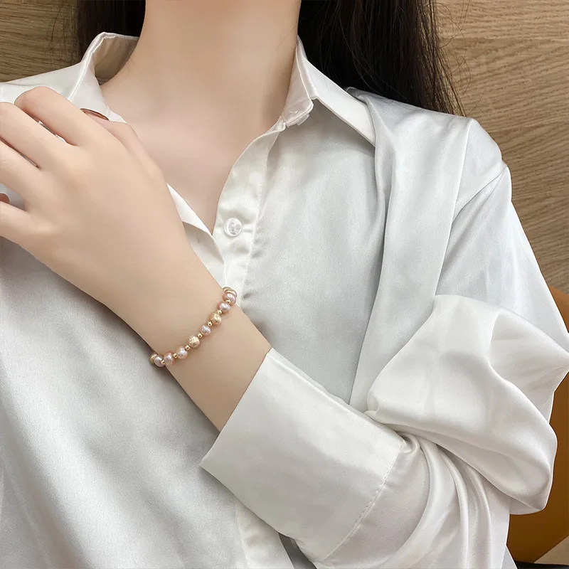 Mode 100% Barock Süßwasser Perle 14K Gold Gefüllt Weibliche Armband Großhandel Schmuck Für Frauen Geburtstag Geschenke Billig – Detail 5