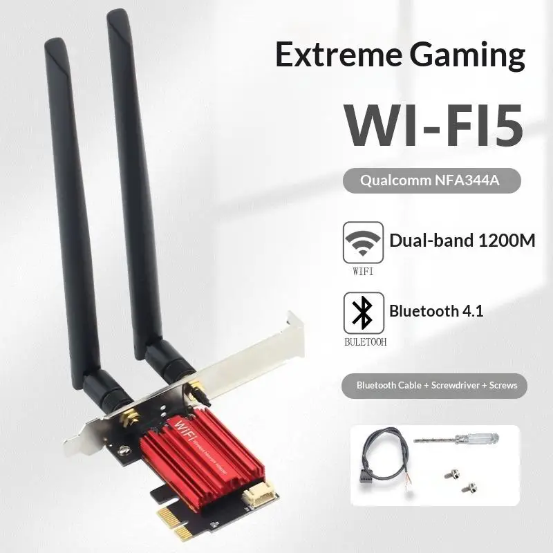 AC1200M WiFi5 PCIE Adapter BT4.0 Wireless Network Card Dual Band 2.4G 5GHz For Desktop Laptop Windows 7 10 11