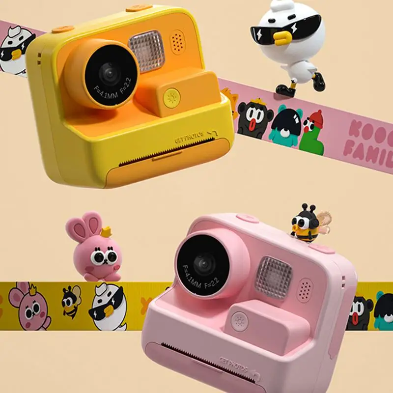 

Digital Camera With Printing Kids Instant Print Camera With 3 Rolls Print Paper Child Selfie Camera Toy With Built-In Effect