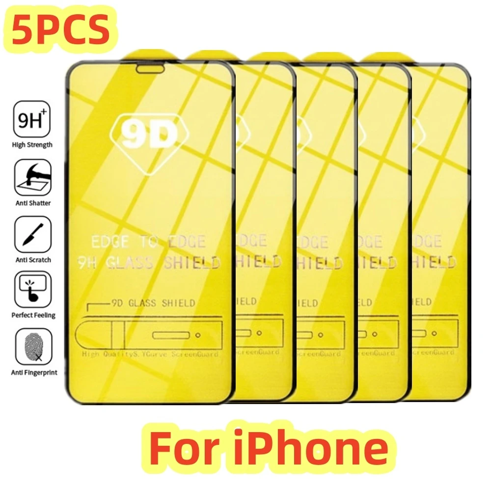 

9D Full Cover Protective Glass For iphone 16 12 X XS XR 8 7 15 Plus Tempered Film Iphone 14 11 13 Pro Max Screen Protector Glass