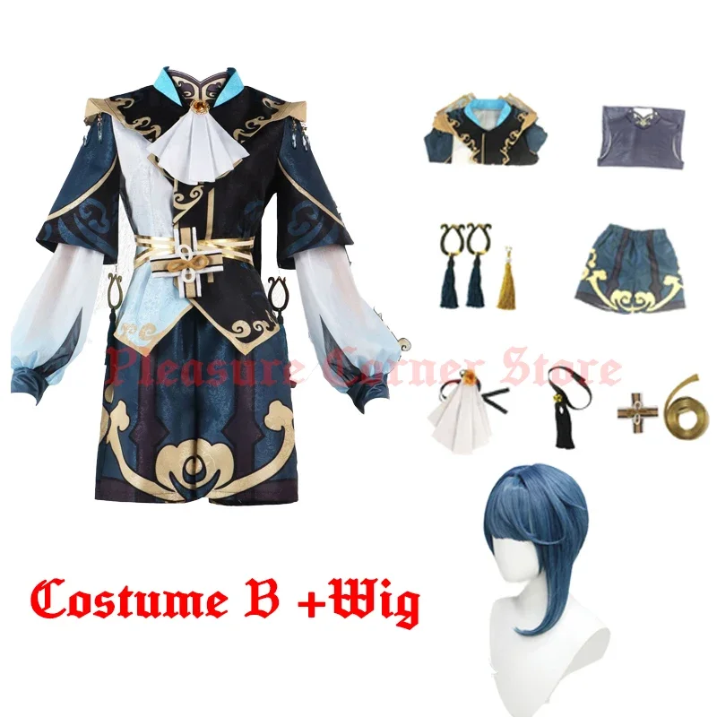 NEW XingQiu Cosplay Costume Game Genshin Impact Full Set Xing Qiu Outfit Wig Heat Resistant Cosplay Costume XS-3XL STOCK