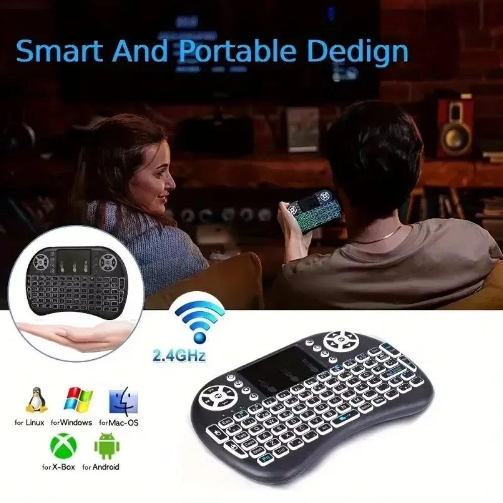 I8 Mini Wireless Keyboard Backlight 2.4G Air Mouse Remote Control Touchable Handheld for Smart Android TV Box Desktop PC