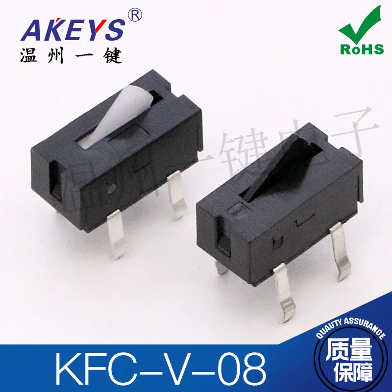 10Pcs KFC-V-08A Triangle Black And White Handle Detection Limit Switch Reset Micro 4-Pin Button Travel Detection Switch