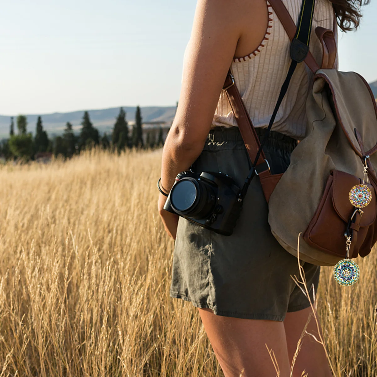 

1Set Diamond Key Chains DIY Kit Rhinestone Accessories Full Drill Shiny Keychain DIY Painting Resin Sequin Craft Kit