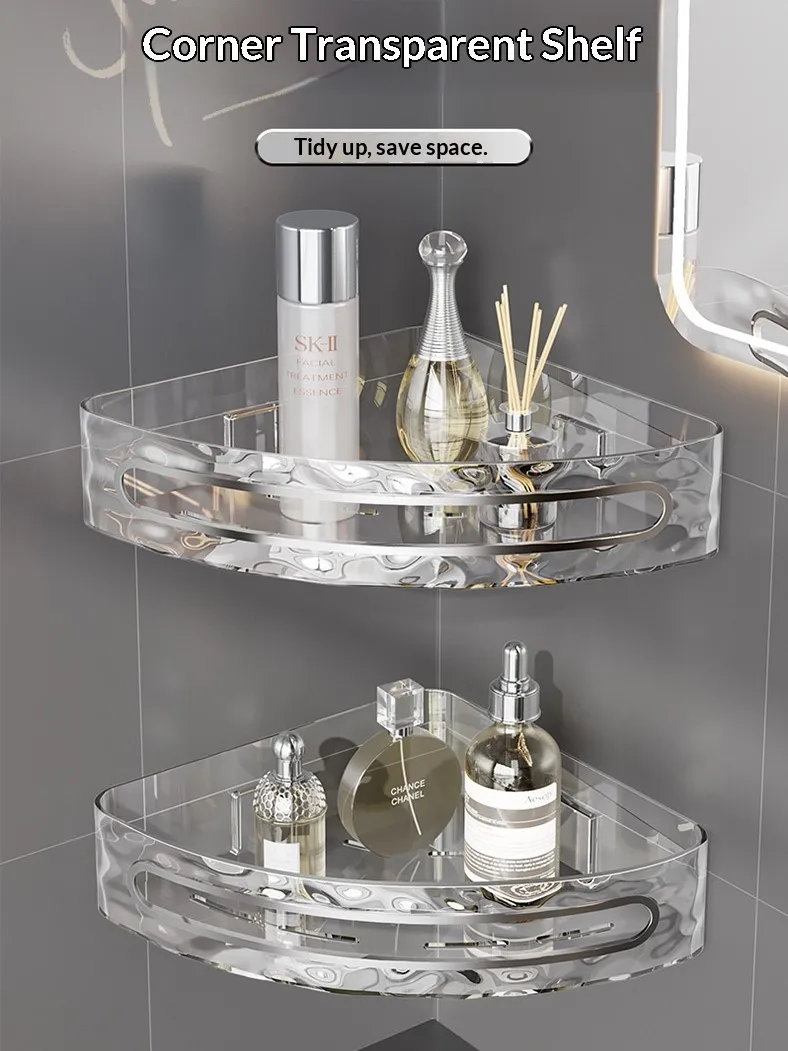 Bohrfreies Wandregal für Badezimmer, Waschbecken und Toilette, Eckregal, das Platz spart, belüftet und atmungsaktiv ist.
