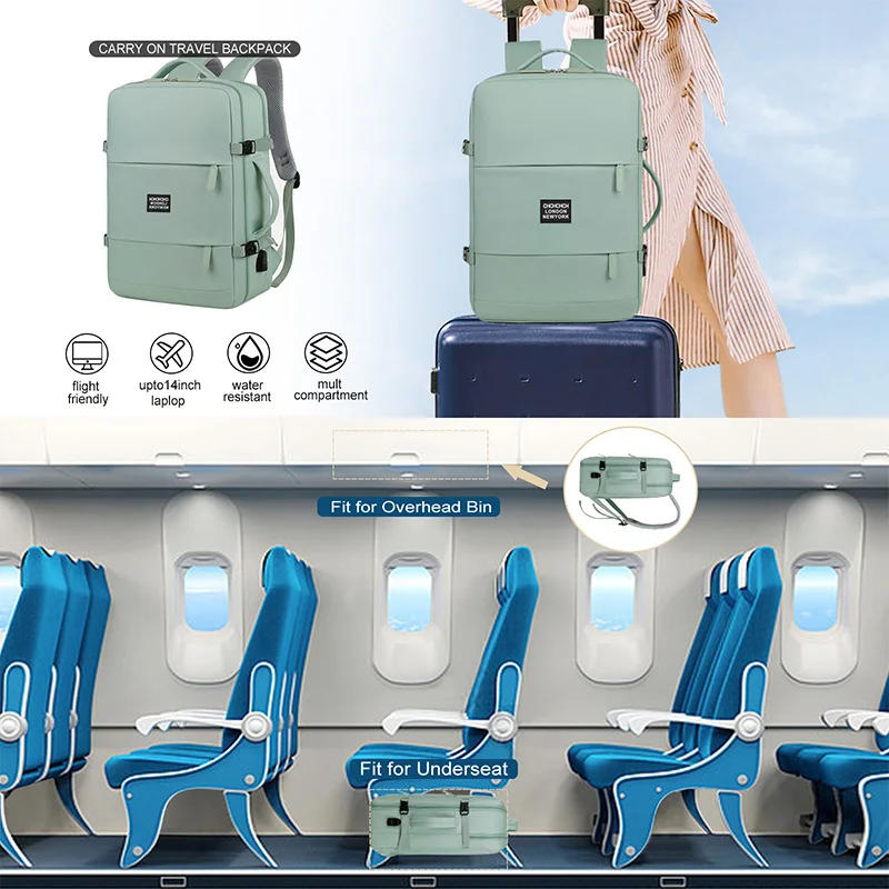 Aviation SR 180-Sac de développement USB multifonctionnel, cabine en nylon gris ouvert, sac d'ordinateur, 46x32x15