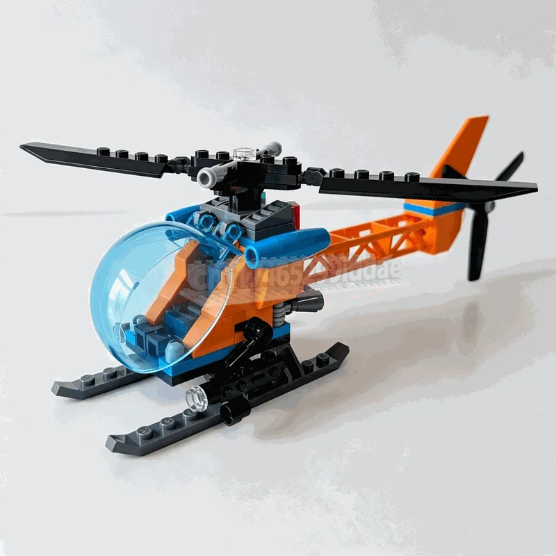 114PCS Explorer Helicopter Building Blocks Aircraft Model DIY Assembly Rotating Rotor Aviation Display Collection Festival Gift