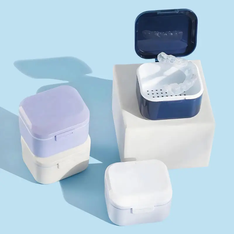 Retainer Case Portable Mouth Guard Box Oral Cleaning False Teeth Denture Storage Box Teeth Aligner Double Layer Braces Box
