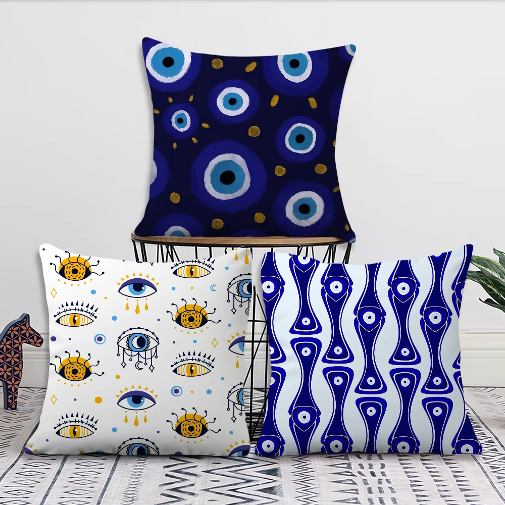 Lucky Evil Eye Symbol Art Pillow Case Sofa Living Room Bedroom Headboard Backrest Cushion Square Cushion Nap Time