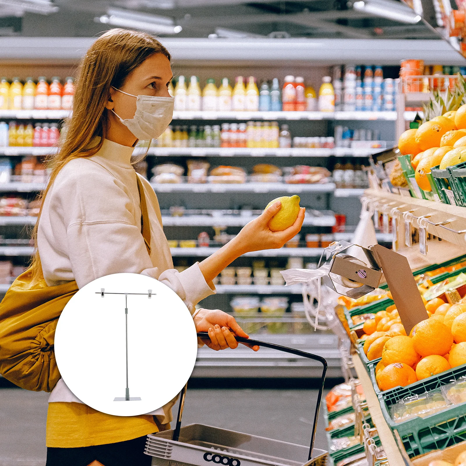 1 set T-shaped Poster Stand Easel Advertising Frames Adjustable Height Sign Display Rack Stainless Steel POP Holder Menu Stand