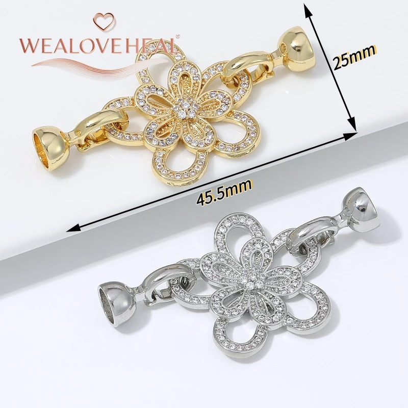 18K vergoldeter Messing-Blumenperlen-Verbinder, Mikro-Pavé-Zirkonia für DIY-Armband- und Halsketten-Schmuckherstellung. – Detail 16