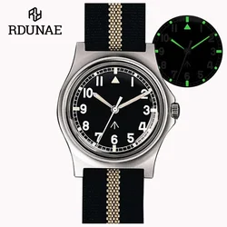 RDUNAE Retro Military Watch Quartz Movement 316L Stainless Steel K1 Mineral Glass Japan Super Luminous Sport Men Watch