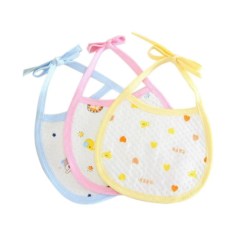 1Pc Infant Pure Cotton Waterproof Bibs U-shaped Petal Bib Ecological Cotton Baby Saliva Towel Pink Blue Yellow Random Pattern