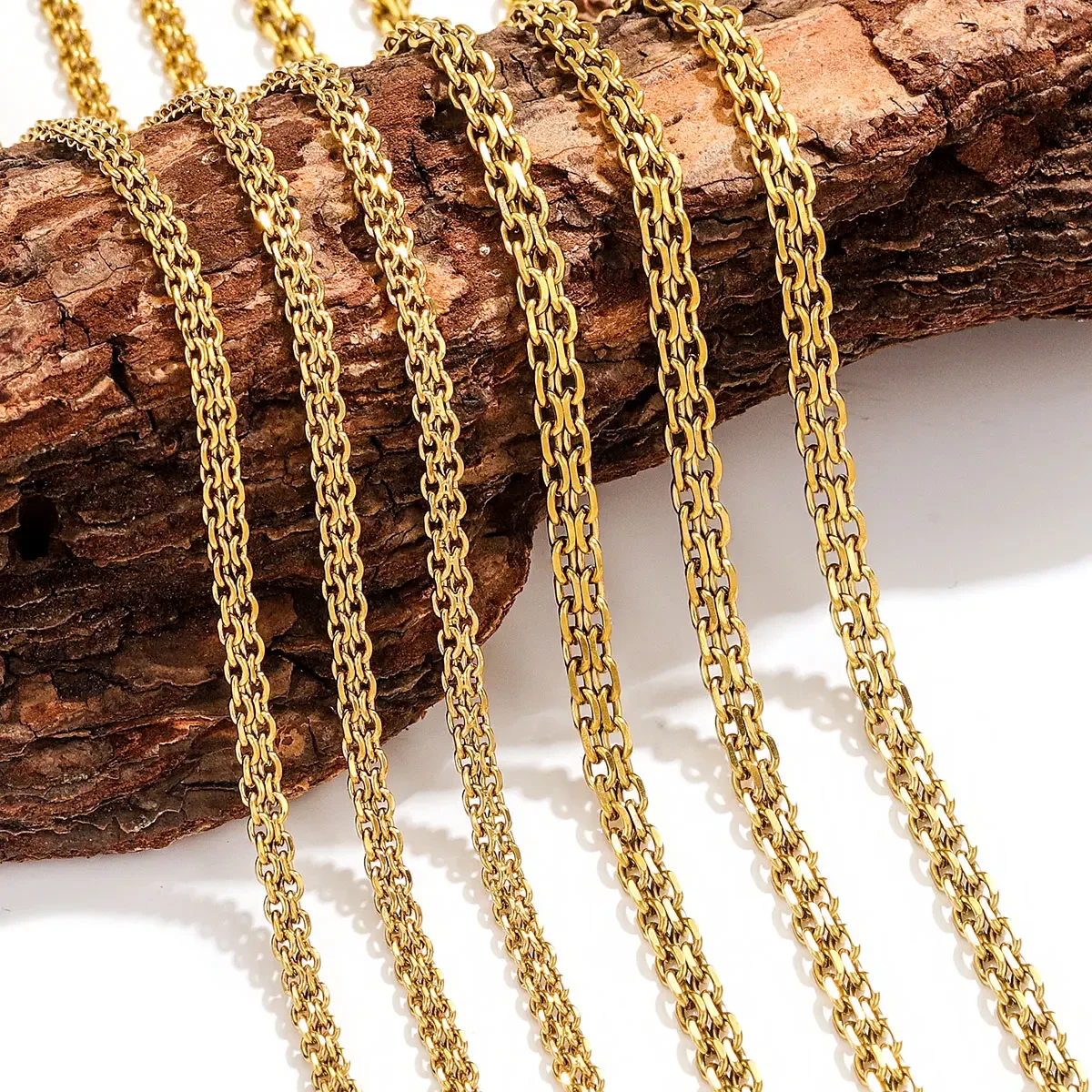 1 Meter Stainless Steel 2-in-1 Cuban Edge and Corner Waterproof Chain for Vintage Necklaces Jewelry Items and Bracelets