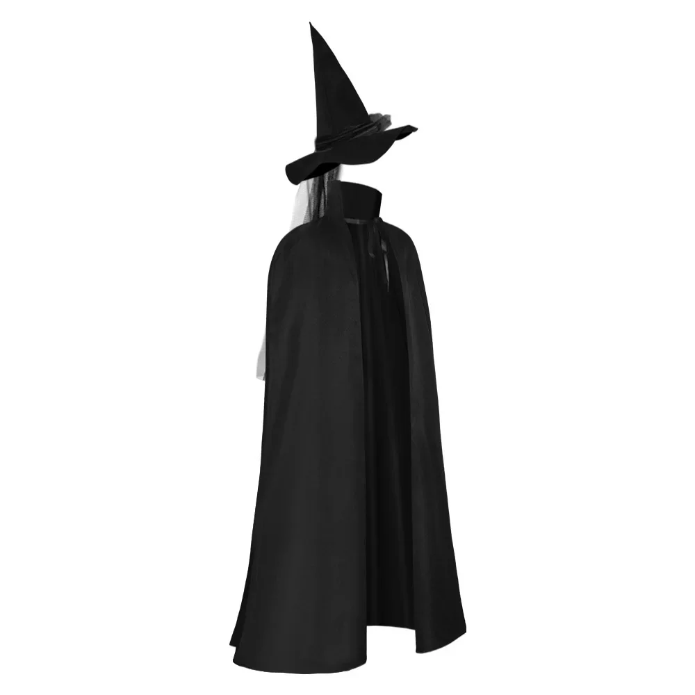 Unisex Stand Collar Wizard Cape with Hat Full Length Robe Halloween Role Play Costume Dress-Up