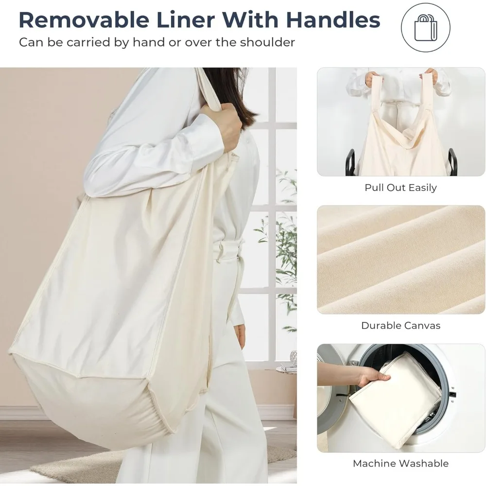 3-Section Rolling Laundry Sorter Cart, 120L Capacity with Removable Washable Bags & Locking Wheels for Home