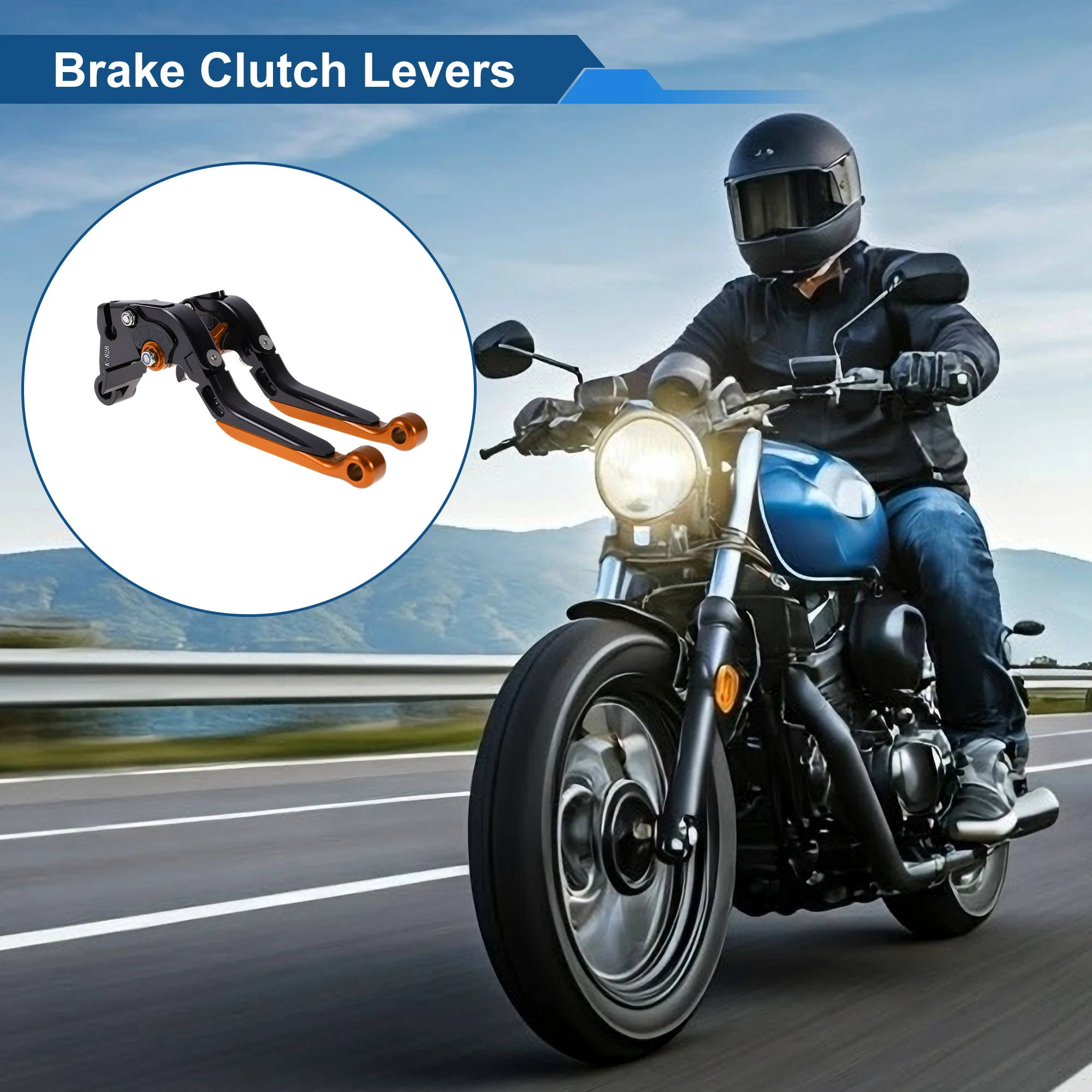 عتلات فرامل قصيرة طويلة قابلة للتعديل من Motoforti لـ Kawasaki ZZR600 05-09 أسود برتقالي #2