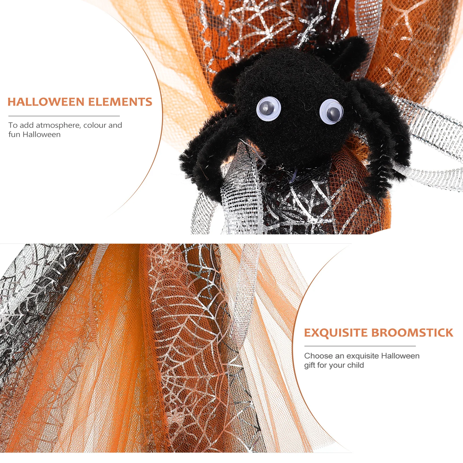 

1 шт., реквизит для ведьмы на Хэллоуин, высокая стабильность, износостойкая, тонкая работа, для украшения вечеринки, метла на Хэллоуин