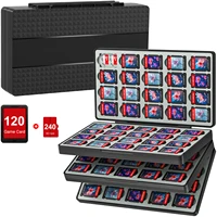Estuche para tarjetas de juego para Switch 2 y Switch OLED y Lite, soporte para almacenamiento de memoria con 120 ranuras para tarjetas de juego y 240 tarjetas MicroSD S