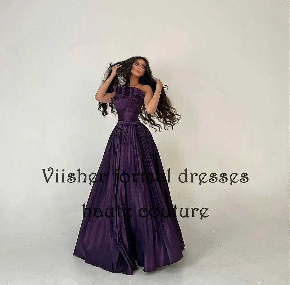 Vestidos de Noche de tafetán sin tirantes para mujer, línea A, largo, árabe, Dubai, Formal, largo hasta el suelo, fiesta de noche