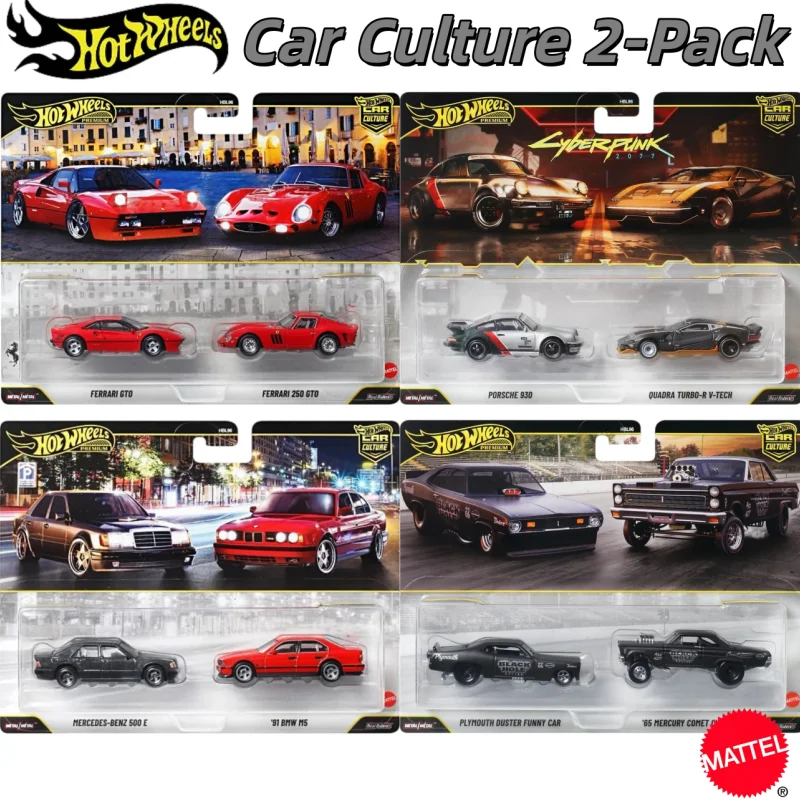 Mattel Hot Wheels Premium Car Culture 2‑Packs HBL96 2027 Mix1A Ferrari 250 GTO Cyberpunk 2077 1:64 Diecast Car Model Collectible