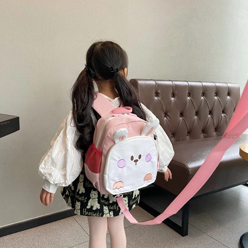 Cartoon Rabbit Boys' and Girls' Bags 2023 New Fashion Embroidery Contrast Color Children's Backpack Kindergarten School Bag