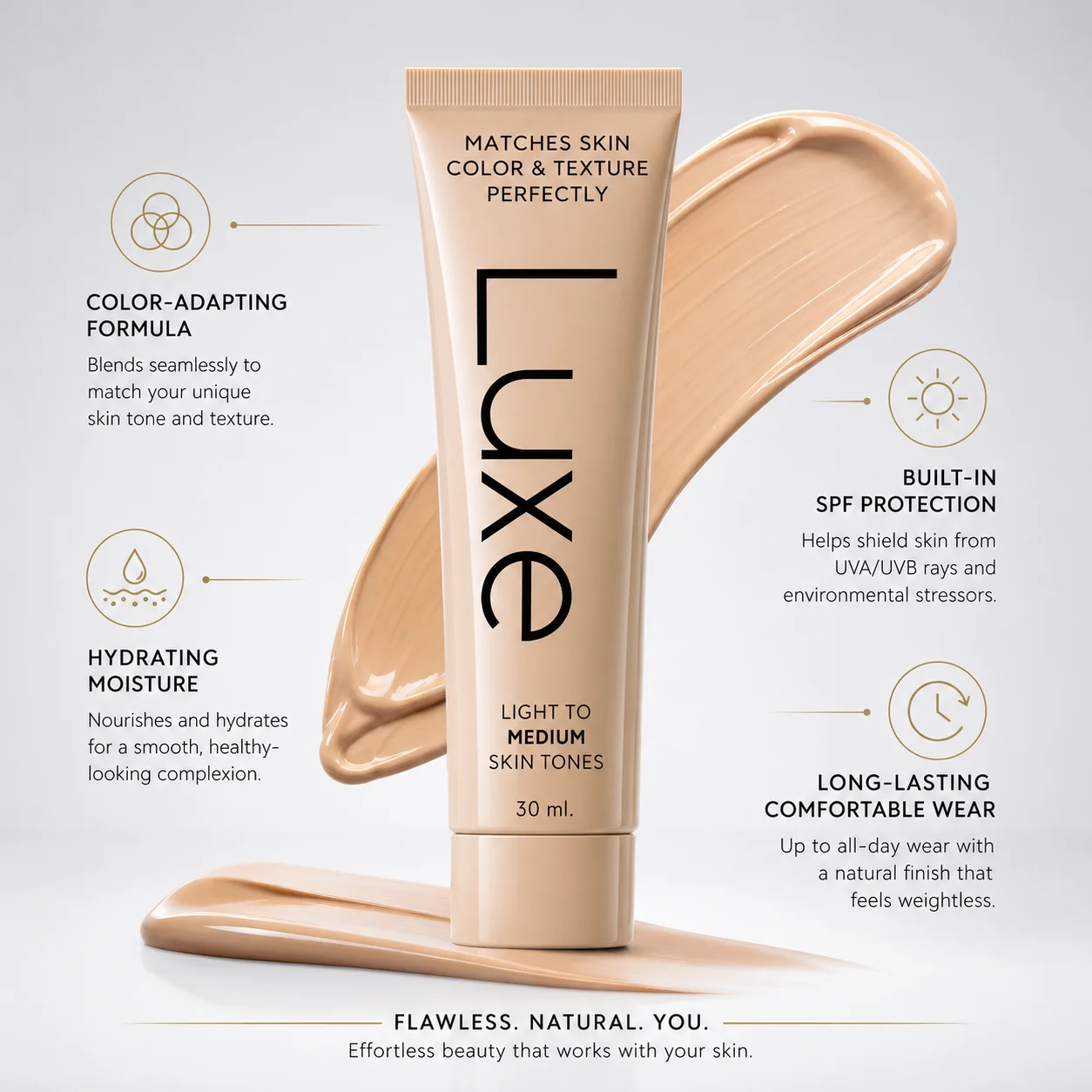 Luxury Skincare Sunscreen - كريم أساس سائل متغير اللون فاخر